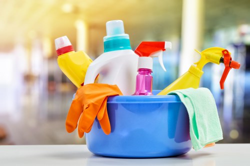 Carpet cleaning van and recycling bins in Finchley