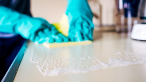 Commercial steam carpet cleaning in Finchley office with professional equipment